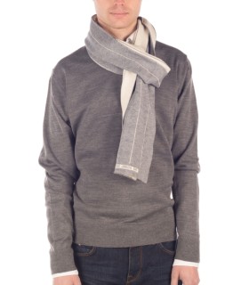 SUETER CUELLO PICO MEZCLA LANA MERINO GRIS MEDIO
