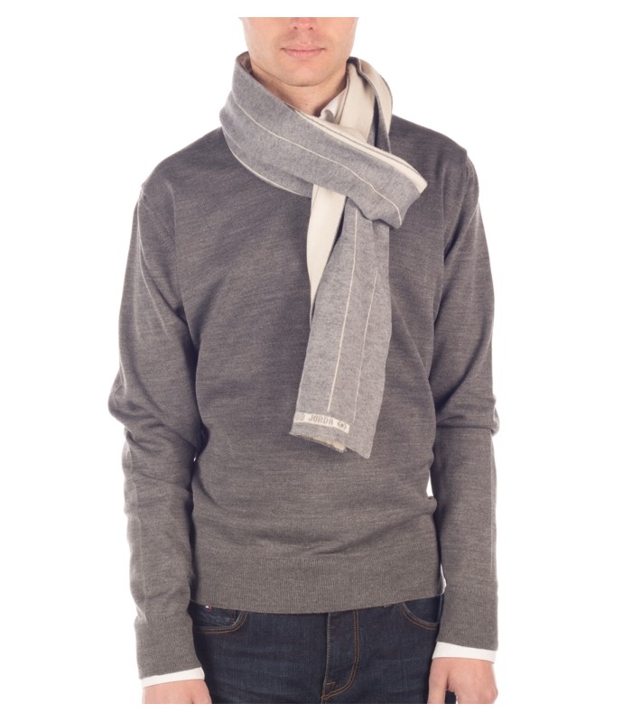 SUETER CUELLO PICO MEZCLA LANA MERINO GRIS MEDIO