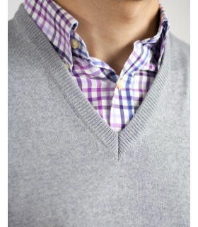 SUETER CUELLO PICO MEZCLA LANA MERINO GRIS CLARO