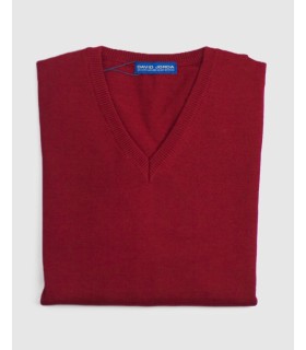 SUETER CUELLO PICO MEZCLA LANA MERINO ROJO OSCURO