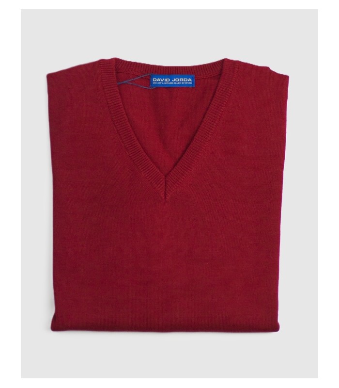 SUETER CUELLO PICO MEZCLA LANA MERINO ROJO OSCURO