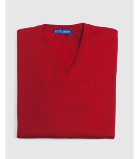 Compra marca SUETER CUELLO PICO MEZCLA LANA MERINO ROJO en Knitewearstor - Textiles Campillo