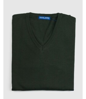 Compra marca SUETER CUELLO PICO MEZCLA LANA MERINO VERDE OSCURO en Knitewearstor - Textiles Campillo