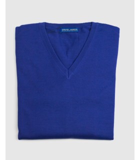 Compra marca SUETER CUELLO PICO MEZCLA LANA MERINO AZUL TINTA en Knitewearstor - Textiles Campillo