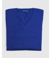 SUETER CUELLO PICO MEZCLA LANA MERINO AZUL TINTA