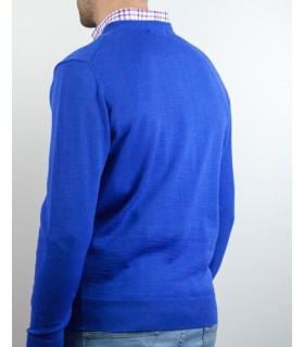 SUETER CUELLO PICO MEZCLA LANA MERINO AZUL