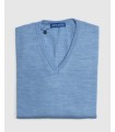 SUETER CUELLO PICO MEZCLA LANA MERINO CELESTE