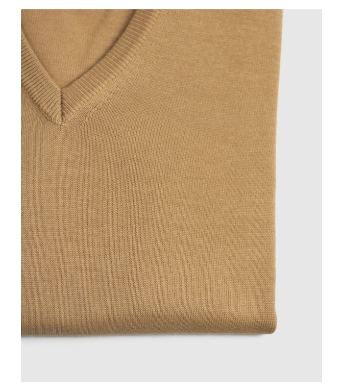 SUETER CUELLO PICO MEZCLA LANA MERINO BEIGE