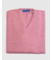 V-NECK SWEATER MERINO WOOL BLEND PINK