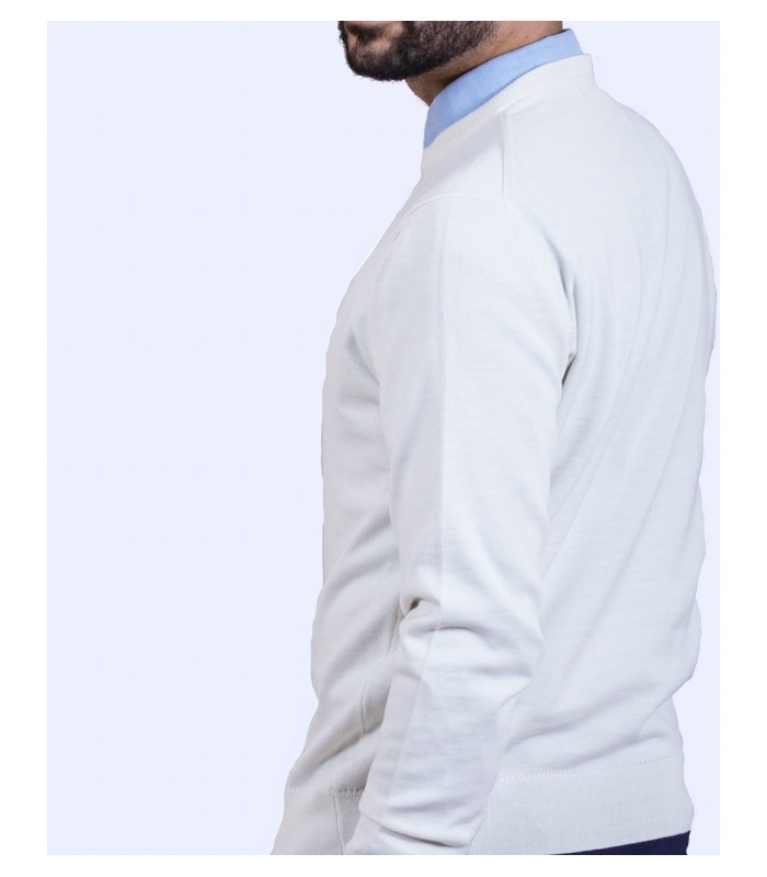 SUETER CUELLO REDONDO MEZCLA LANA MERINO BLANCO