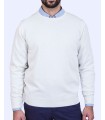 ROUND NECK SWEATER MERINO WOOL BLEND WHITE