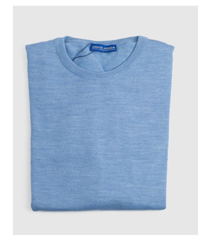 SUETER CUELLO REDONDO MEZCLA LANA MERINO CELESTE