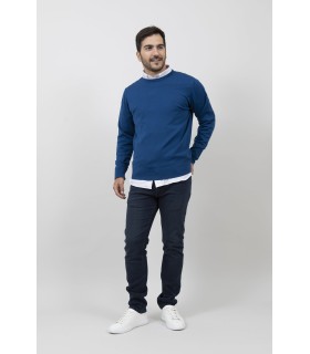 Compra marca SUETER CUELLO REDONDO MEZCLA LANA MERINO AZULON en Knitewearstor - Textiles Campillo