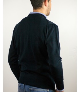 SUETER CUELLO REDONDO MEZCLA LANA MERINO AZUL MARINO