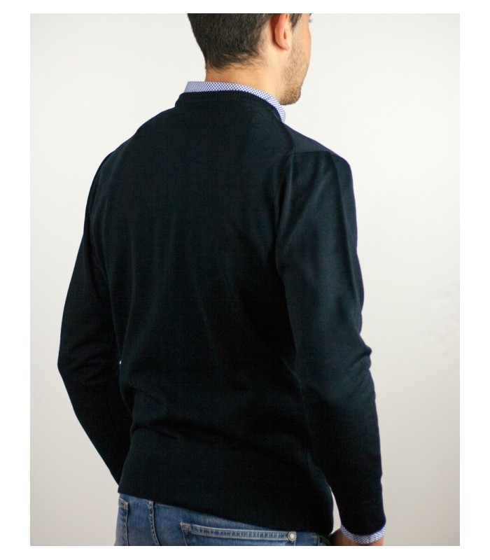 SUETER CUELLO REDONDO MEZCLA LANA MERINO AZUL MARINO