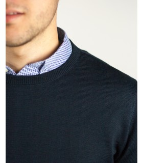 SUETER CUELLO REDONDO MEZCLA LANA MERINO AZUL MARINO