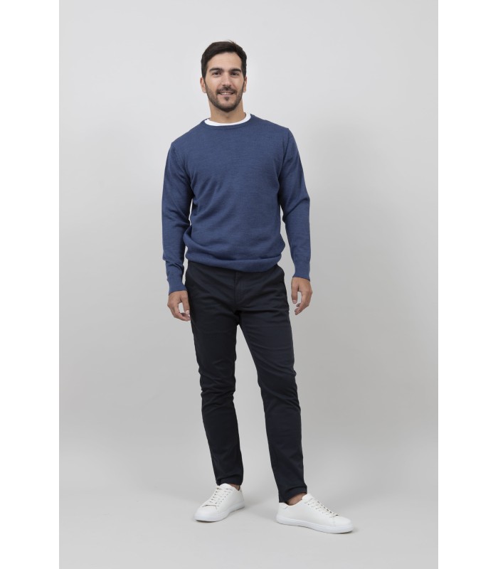 SUETER CUELLO REDONDO MEZCLA LANA MERINO AZUL INDIGO