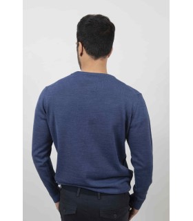 SUETER CUELLO REDONDO MEZCLA LANA MERINO AZUL INDIGO
