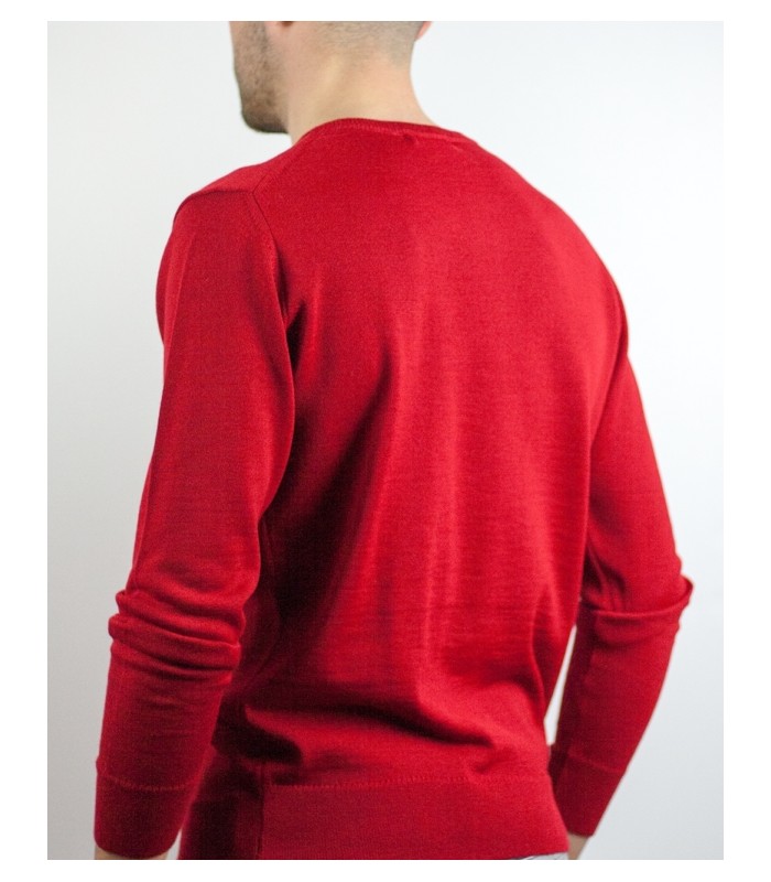 SUETER CUELLO REDONDO MEZCLA LANA MERINO ROJO