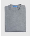 ROUND NECK SWEATER MERINO WOOL BLEND LIGHT GREY