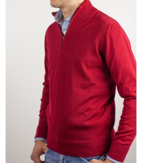 SUETER CREMALLERA MEZCLA LANA MERINO ROJO OSCURO