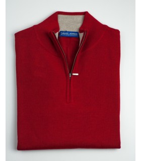 Compra marca SUETER CREMALLERA MEZCLA LANA MERINO ROJO en Knitewearstor - Textiles Campillo