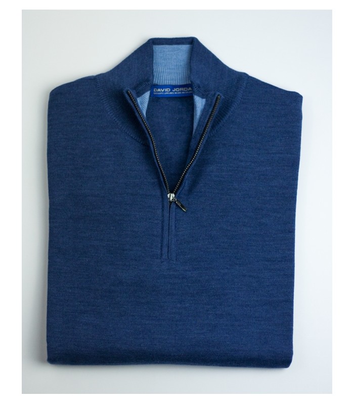 SUETER CREMALLERA MEZCLA LANA MERINO AZUL INDIGO