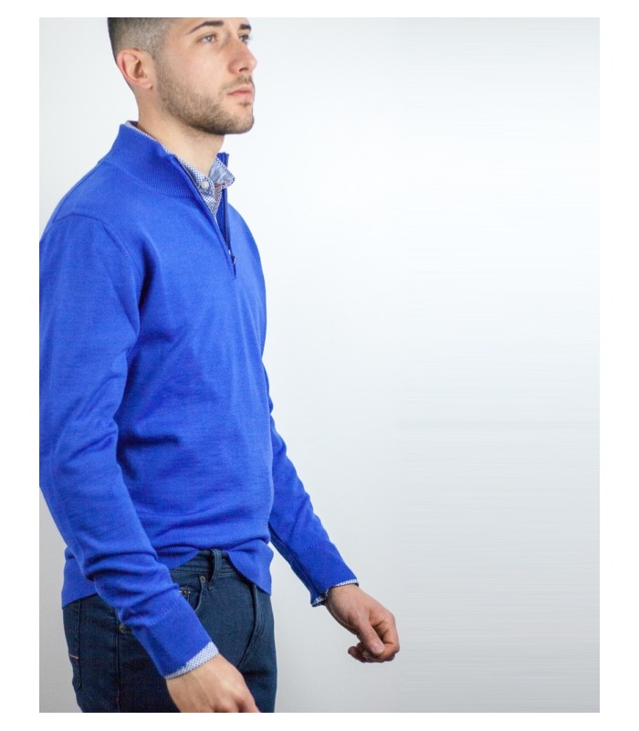 SUETER CREMALLERA MEZCLA LANA MERINO AZUL