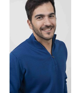 Compra marca SUETER CREMALLERA MEZCLA LANA MERINO AZULÓN en Knitewearstor - Textiles Campillo