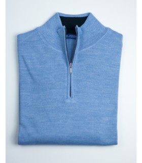 Compra marca SUETER CREMALLERA MEZCLA LANA MERINO CELESTE en Knitewearstor - Textiles Campillo