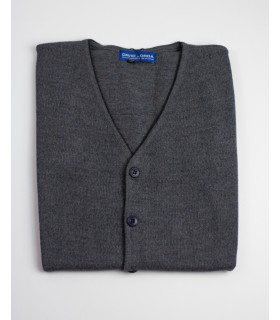 Compra marca CHALECO BOTONES MEZCLA LANA MERINO GRIS MEDIO en Knitewearstor - Textiles Campillo