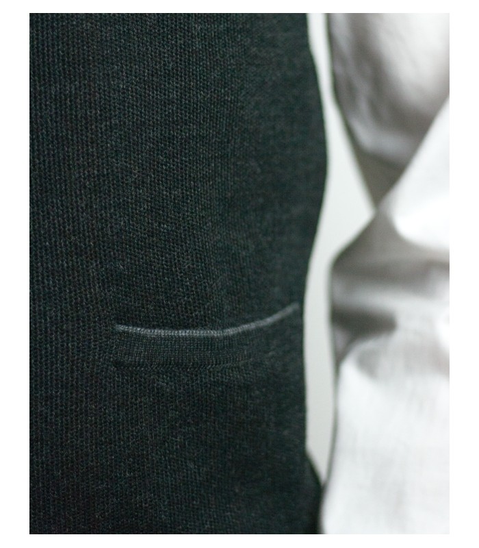 CHALECO BOTONES MEZCLA LANA MERINO GRIS OSCURO
