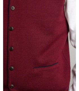 CHALECO BOTONES MEZCLA LANA MERINO GRANATE