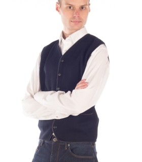 Compra marca CHALECO BOTONES MEZCLA LANA MERINO AZUL MARINO en Knitewearstor - Textiles Campillo
