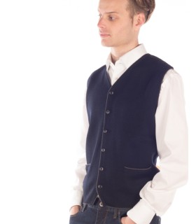 CHALECO BOTONES MEZCLA LANA MERINO AZUL MARINO