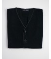 CHALECO BOTONES MEZCLA LANA MERINO NEGRO