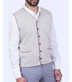 CHALECO BOTONES MEZCLA LANA MERINO PIEDRA