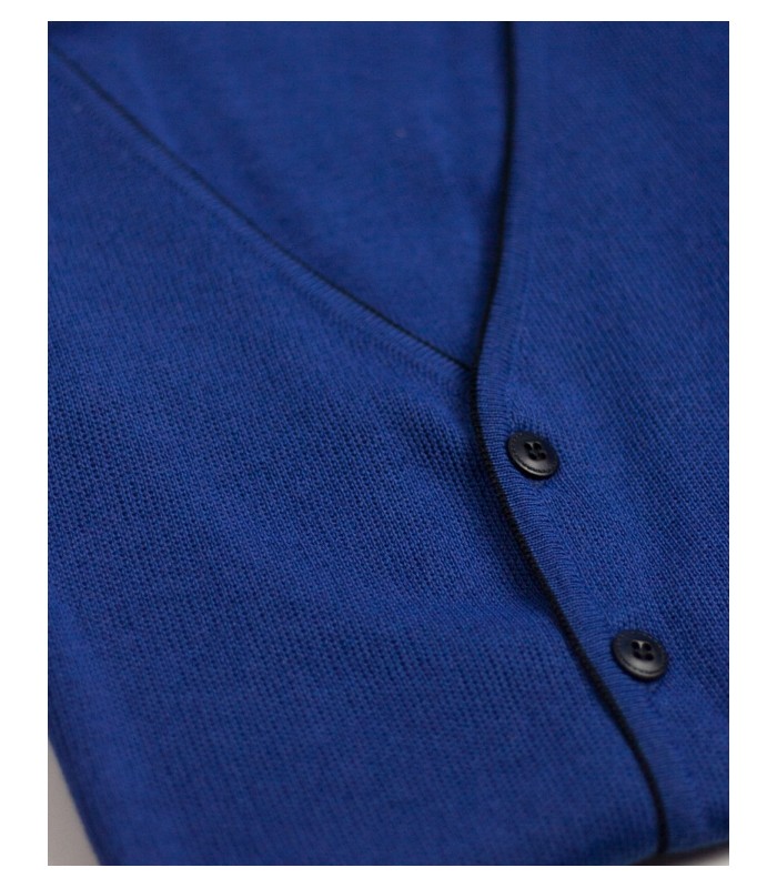 CHALECO BOTONES MEZCLA LANA MERINO AZUL TINTA