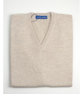 Compra marca CHALECO CUELLO PICO MEZCLA LANA MERINO PIEDRA en Knitewearstor - Textiles Campillo