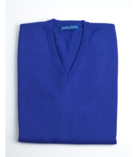 Compra marca CHALECO CUELLO PICO MEZCLA LANA MERINO AZUL TINTA en Knitewearstor - Textiles Campillo
