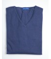 V-NECK SWEATER ORGANIC COTTON  LIGHT NAVY BLUE