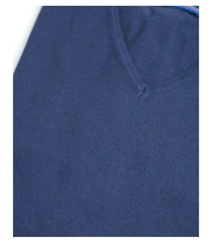 V-Neck sweater with organic cotton blue