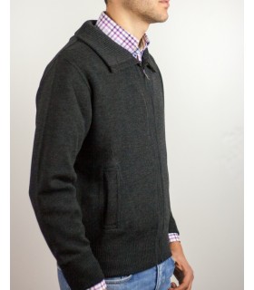 CHAQUETA MEZCLA LANA MERINO GRIS OSCURO