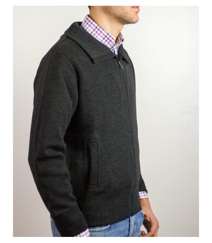 CHAQUETA MEZCLA LANA MERINO GRIS OSCURO