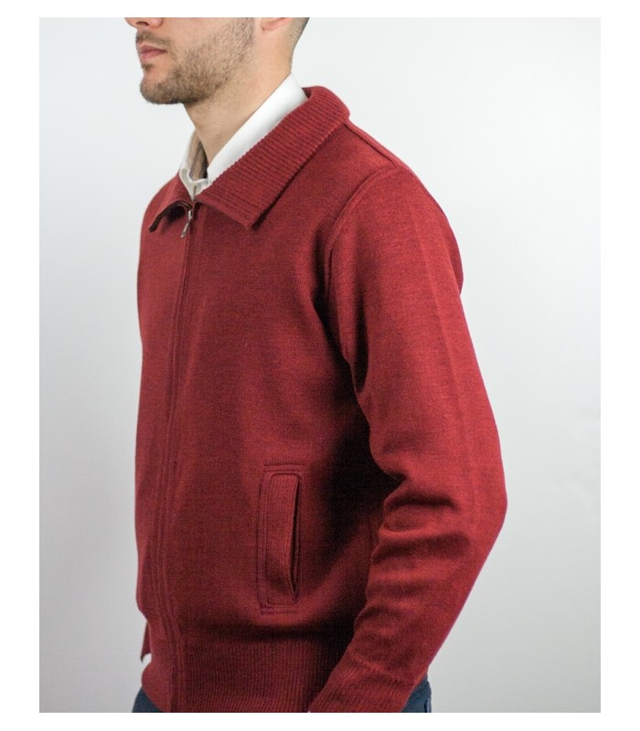 CHAQUETA MEZCLA LANA MERINO GRANATE