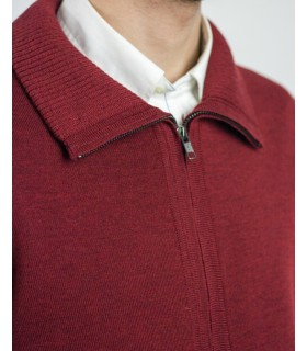 CHAQUETA MEZCLA LANA MERINO GRANATE