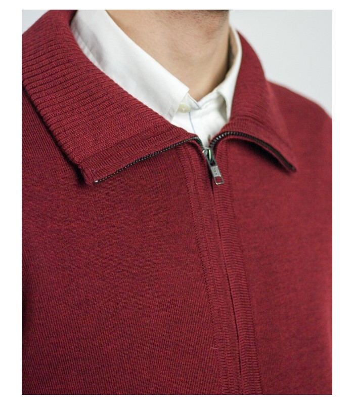 CHAQUETA MEZCLA LANA MERINO GRANATE