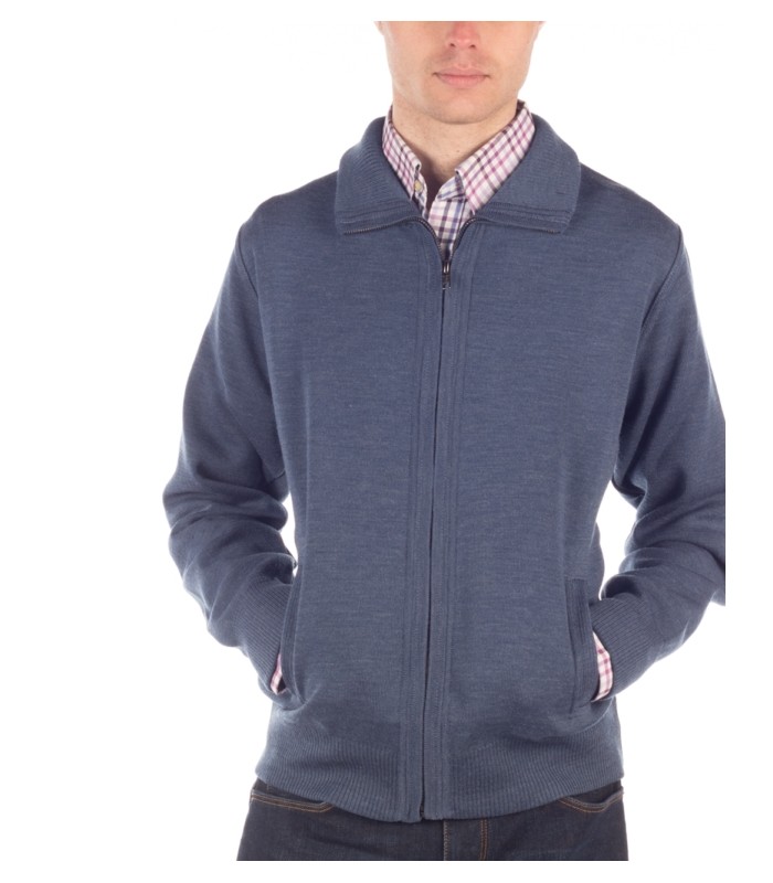 CHAQUETA MEZCLA LANA MERINO AZUL INDIGO