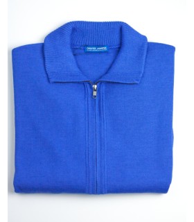 Compra marca CHAQUETA MEZCLA LANA MERINO AZUL en Knitewearstor - Textiles Campillo