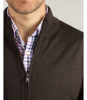 CHAQUETA MEZCLA LANA MERINO MARRON CHOCOLATE